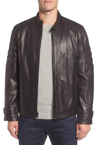 men's genuine lambskin leather biker jacket classic moto zip style luxury