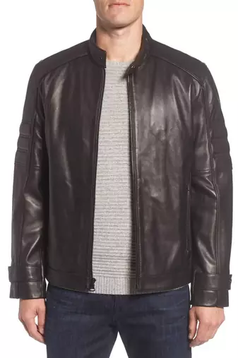 men's genuine lambskin leather biker jacket classic moto zip style luxury