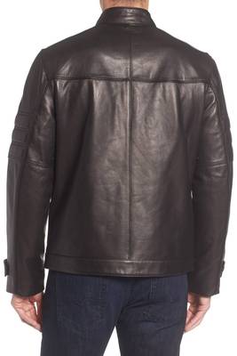 men's genuine lambskin leather biker jacket classic moto zip style luxury 2