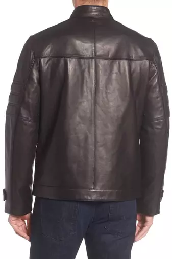men's genuine lambskin leather biker jacket classic moto zip style luxury