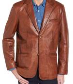 Men's leather blazer genuine soft lambskin real leather sport coat jacket brown-cl-m048