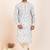 Grey cotton printed premium designer festive wear kurta pyjama set