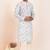Grey cotton printed premium designer festive wear kurta pyjama set
