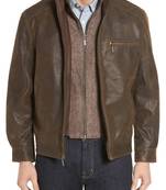 men's genuine lambskin leather biker jacket classic moto zip style unique