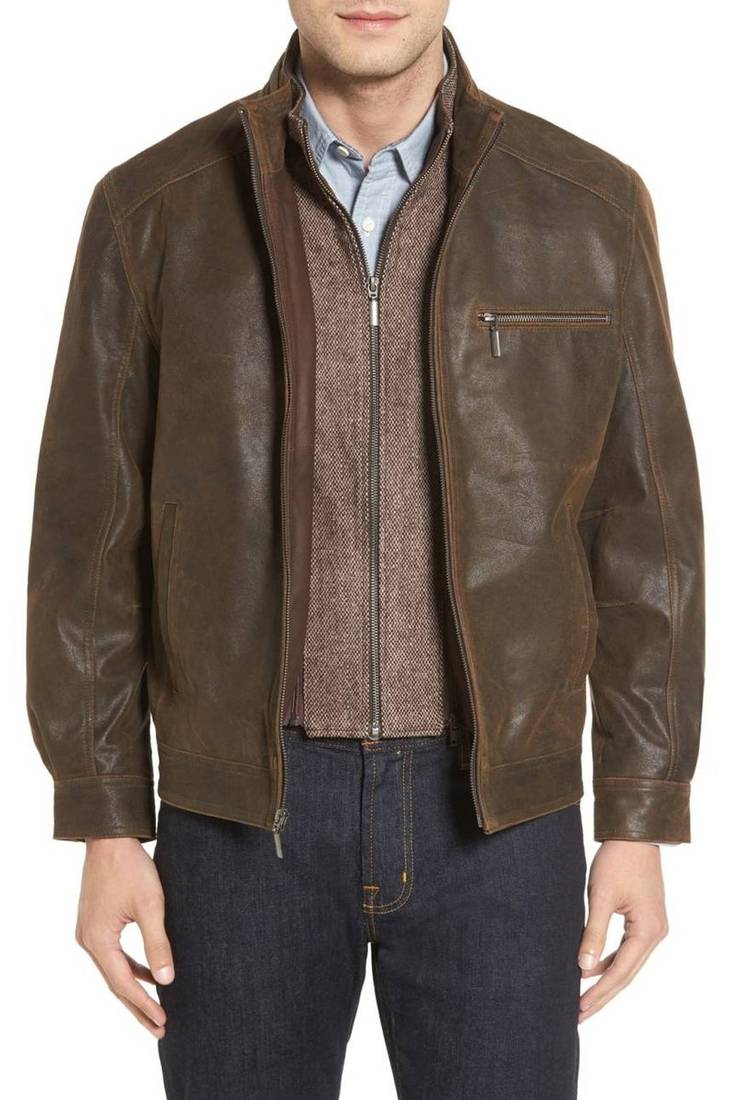 Men's genuine lambskin leather jacket leather motorcycle biker racer style jacket-cl-m50
