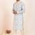 Grey cotton printed premium designer festive wear kurta pyjama set