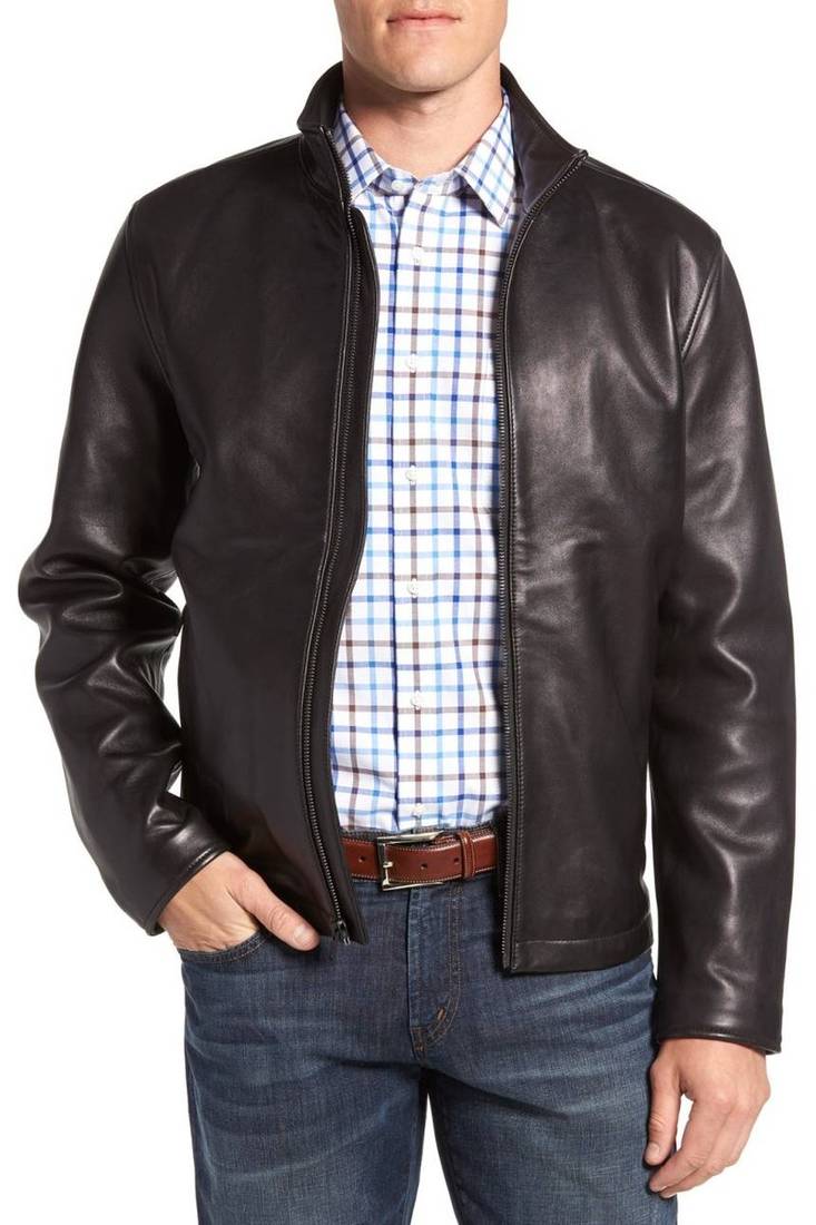 Men's genuine lambskin leather jacket leather motorcycle biker racer style jacket-cl-m51