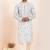 Grey cotton printed premium designer festive wear kurta pyjama set