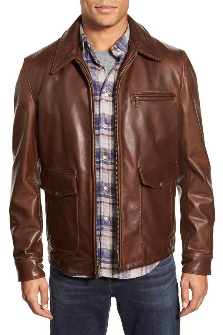 Men's genuine lambskin leather jacket leather motorcycle biker racer style jacket-cl-m52