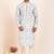 Grey cotton printed premium designer festive wear kurta pyjama set