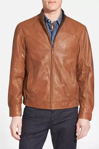 men's genuine lambskin leather biker jacket classic moto zip style high quality