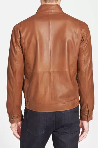 men's genuine lambskin leather biker jacket classic moto zip style high quality