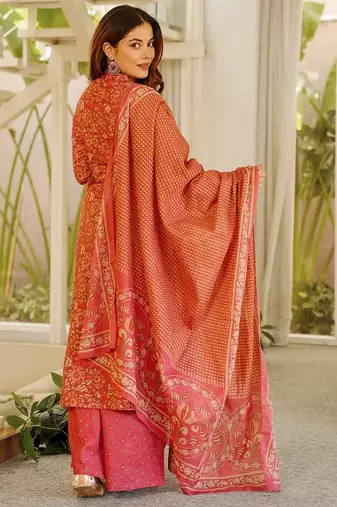Rust color beautiful cambric cotton smart printed readyade suit