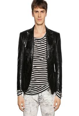 men's genuine lambskin leather blazer jacket classic moto zip style 1