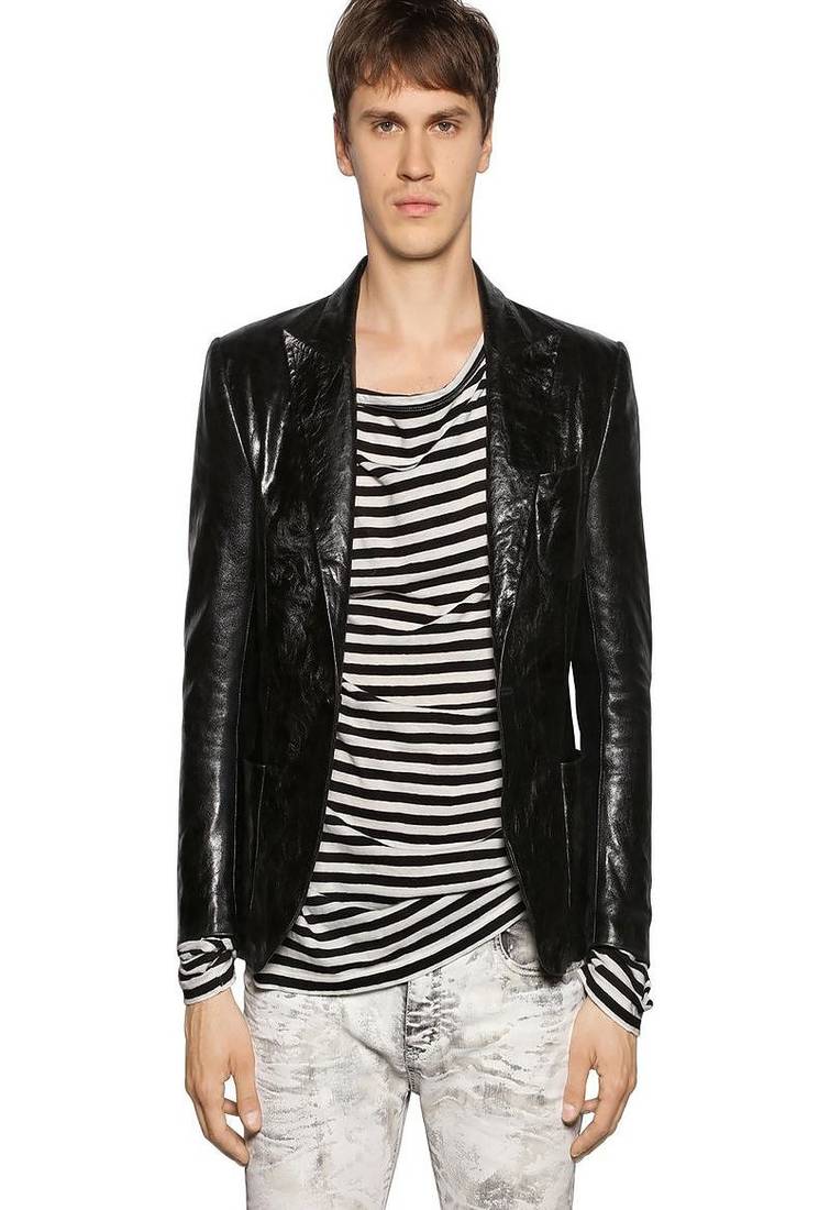 Men's genuine lambskin leather jacket leather motorcycle blazer style jacket-cl-m54