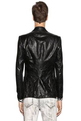 men's genuine lambskin leather blazer jacket classic moto zip style 2