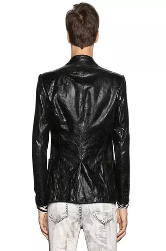 men's genuine lambskin leather blazer jacket classic moto zip style