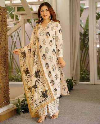 Off white color beautiful cambric cotton smart printed readyade suit 1