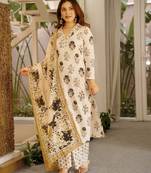 Off white color beautiful cambric cotton fabric smart printed readyade suit