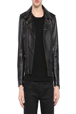 men's genuine lambskin leather biker jacket classic moto zip style top grade 1