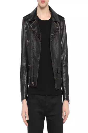 men's genuine lambskin leather biker jacket classic moto zip style top grade