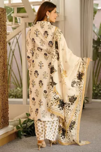 Off white color beautiful cambric cotton smart printed readyade suit