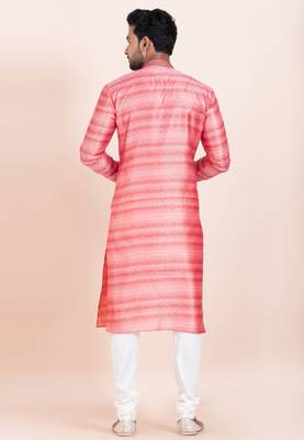Pink cotton jacquard  premium designer festive wear kurta pyjama set 5