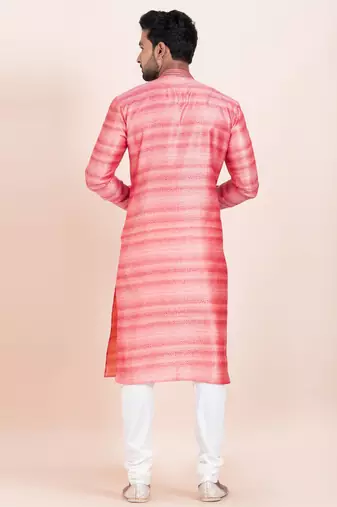 Pink cotton jacquard  premium designer festive wear kurta pyjama set