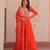 Orange color heavy and ethnic coading embroidered with beads work wedding special gown with dupattta