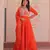 Orange color heavy and ethnic coading embroidered with beads work wedding special gown with dupattta