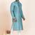 Teal coton with croset work premium designer festive wear kurta pyjama set