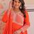 Orange color heavy and ethnic coading embroidered with beads work wedding special gown with dupattta