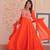 Orange color heavy and ethnic coading embroidered with beads work wedding special gown with dupattta