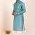 Teal coton with croset work premium designer festive wear kurta pyjama set
