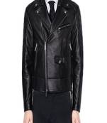 Men's genuine lambskin leather jacket leather motorcycle biker racer style jacket-cl-m59