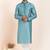 Teal coton with croset work premium designer festive wear kurta pyjama set