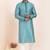 Teal coton with croset work premium designer festive wear kurta pyjama set
