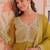Green color heavy and ethnic coading embroidered with beads work wedding special gown with dupattta