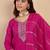 Pink color sophisticated cotton blend fabric embroidered fancy kurta set