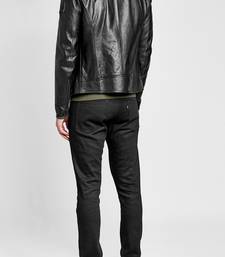 Men's olive green genuine lambskin leather jacket stylish slim fit leather jacket-l70