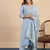 Grey color sophisticated cotton blend fabric embroidered fancy kurta set