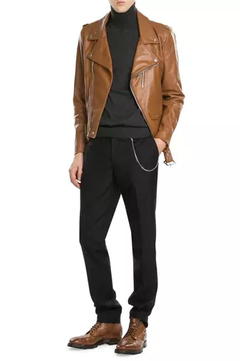 men's genuine lambskin leather biker jacket classic moto zip style premium distinctive
