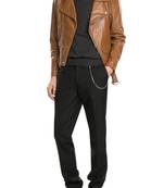 Men's genuine lambskin leather jacket leather motorcycle biker racer style jacket-cl-m77