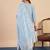 Grey color sophisticated cotton blend fabric embroidered fancy kurta set