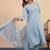 Grey color sophisticated cotton blend fabric embroidered fancy kurta set