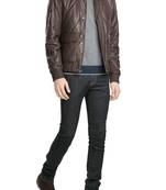Men's genuine lambskin leather jacket leather motorcycle biker racer style jacket-cl-m80