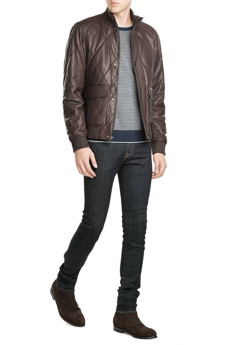 Men's genuine lambskin leather jacket leather motorcycle biker racer style jacket-cl-m80