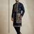 Navy blue doniyar shartin premium designer festive wear kurta pyjama with long jacket set