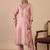 Peach color sophisticated silk blend fabric embroidered fancy kurta set