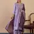 Lavender color sophisticated silk blend fabric embroidered fancy kurta set